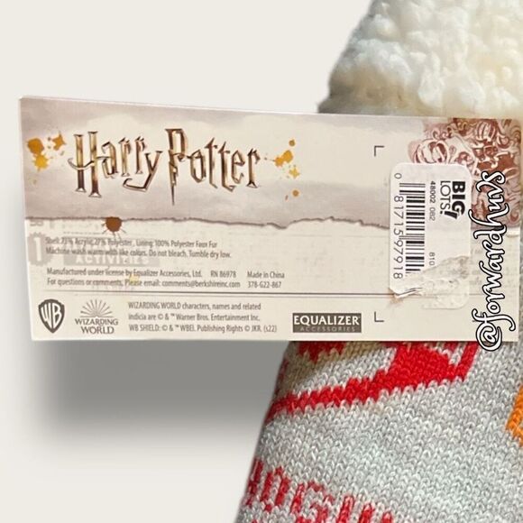 Harry Potter Gray & Multi-Color Hogwarts Sherpa-Cuff Slipper Socks - Picture 4 of 7